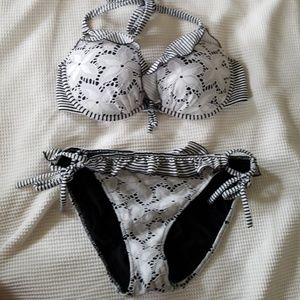 VS nautical stripe and floral lace bikini